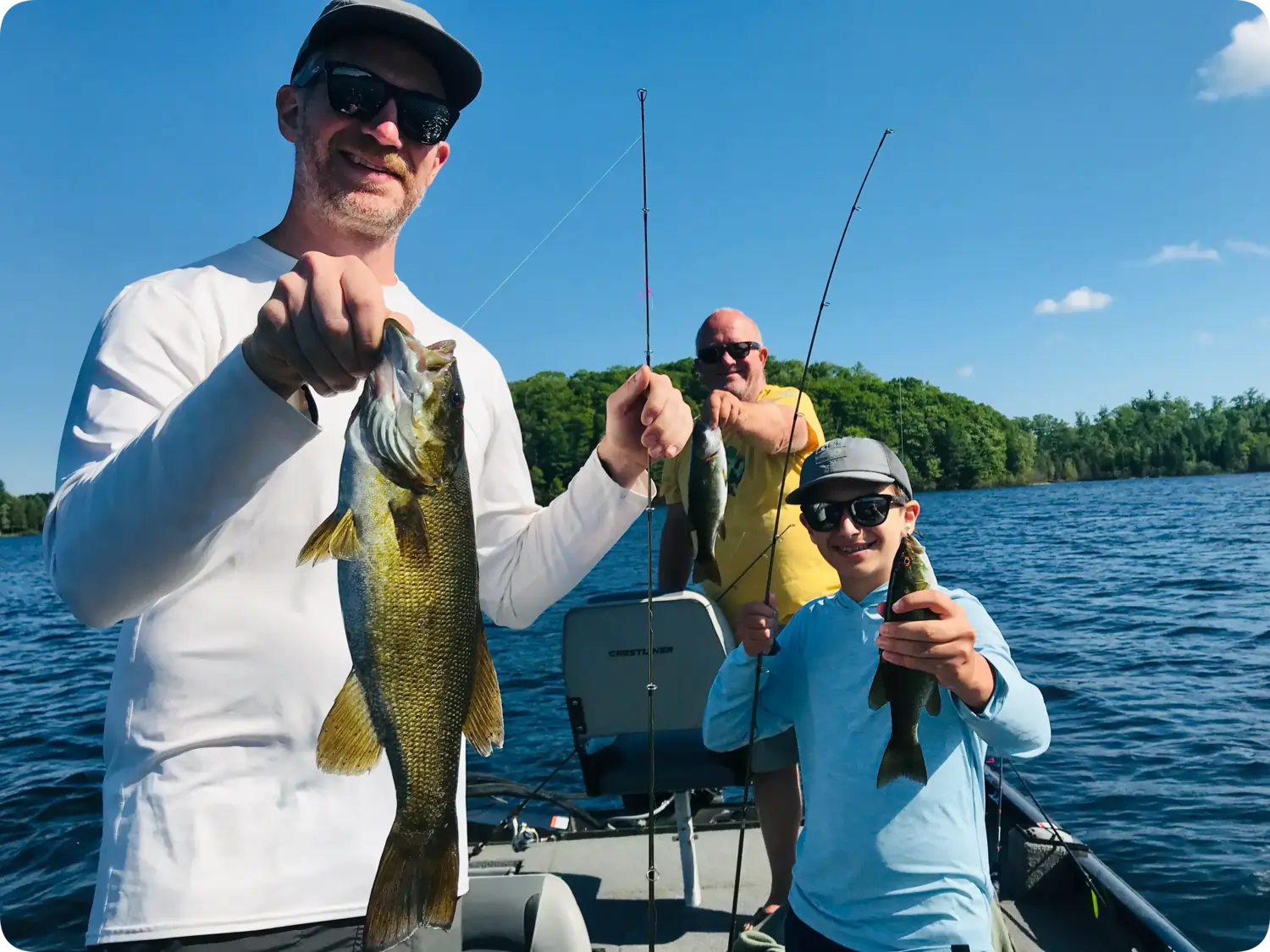 Family, friends, and kids enjoying a fishing trip